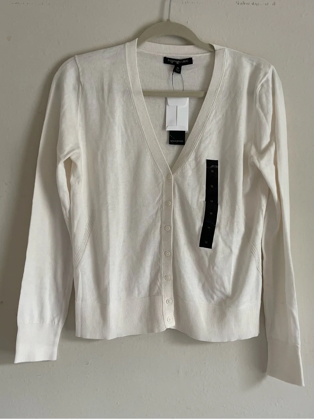 Banana Republic Cream V-Neck Button Cardigan
